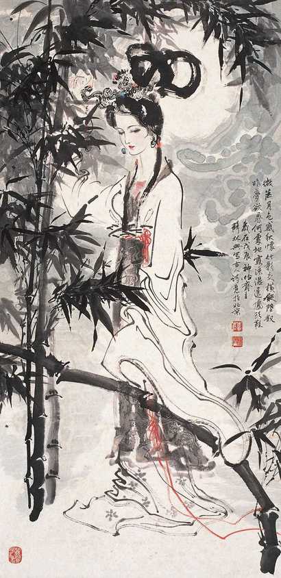薛林兴 1988年作 仕女图 立轴